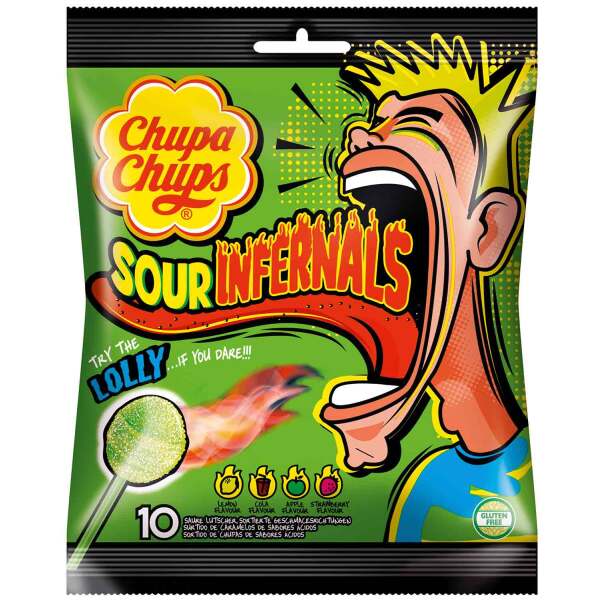 Image of Chupa Chups Sour Infernals Lolly 10er