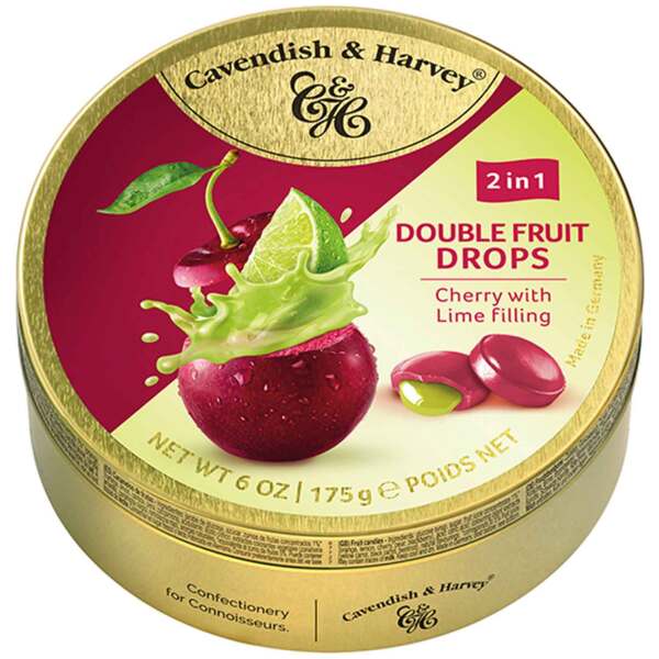 Image of Cavendish & Harvey Double Fruit Drops Cherry with Lime Filling 175g