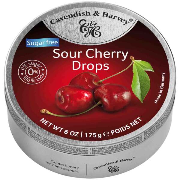 Image of Cavendish & Harvey Sour Cherry Drops sugarfree 175g