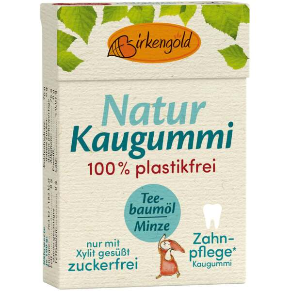 Image of Xylit Kaugummi Teebaumöl-Minze Natur-Kaumasse 28g bei Sweets.ch